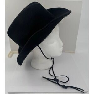 Scala Kids Black Western Cowboy Hat Faux Felt Chin Strap OSFA